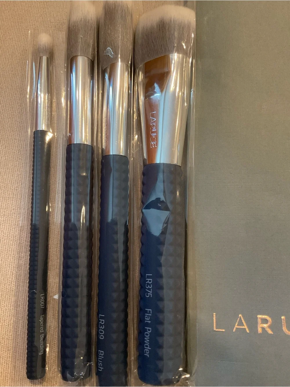 LARUCE Navy & Silver Makeup Brush Set - 4 Piece